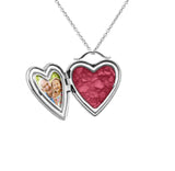Shining Star Heart Shaped Sterling Silver Cremation Ashes Locket - Cherished Urns