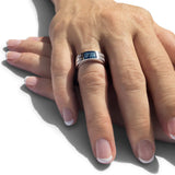 Unisex Oblong Memorial Ashes Ring with Fine Crystals - Cherished Urns