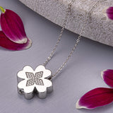Self-fill Clover Cremation Ashes Pendant with Crystals - Cherished Urns