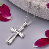 Self-fill Ridged Cross Cremation Ashes Pendant - Cherished Urns