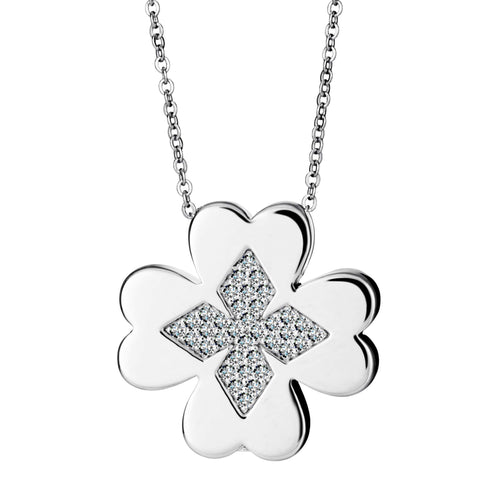 Self-fill Clover Cremation Ashes Pendant with Crystals - Cherished Urns