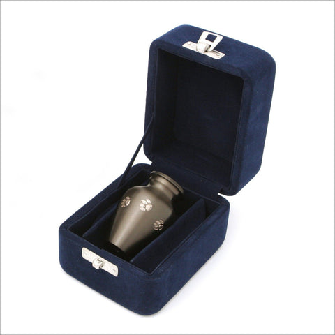 Brass Classic Keepsake Urn for Pet with Slate finish in Presentation Box - Cherished Urns