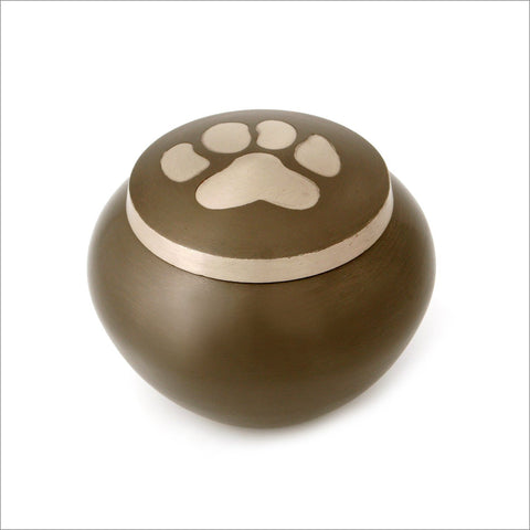Odyssey Slate, Brass Urn for Pet with One Paw - Large - Cherished Urns