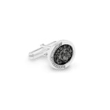 Gents Fancy Oval Memorial Ashes Cufflinks with Fine Crystals - Cherished Urns