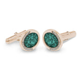 Gents Fancy Oval Memorial Ashes Cufflinks with Fine Crystals - Cherished Urns
