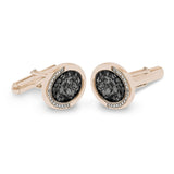 Gents Fancy Oval Memorial Ashes Cufflinks with Fine Crystals - Cherished Urns