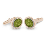 Gents Fancy Oval Memorial Ashes Cufflinks with Fine Crystals - Cherished Urns