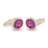 Gents Fancy Oval Memorial Ashes Cufflinks with Fine Crystals - Cherished Urns