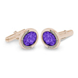 Gents Fancy Oval Memorial Ashes Cufflinks with Fine Crystals - Cherished Urns