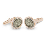 Gents Fancy Oval Memorial Ashes Cufflinks with Fine Crystals - Cherished Urns