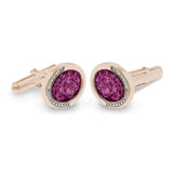 Gents Fancy Oval Memorial Ashes Cufflinks with Fine Crystals - Cherished Urns