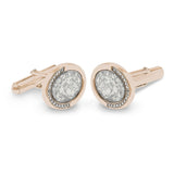 Gents Fancy Oval Memorial Ashes Cufflinks with Fine Crystals - Cherished Urns