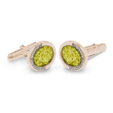 Gents Fancy Oval Memorial Ashes Cufflinks with Fine Crystals - Cherished Urns