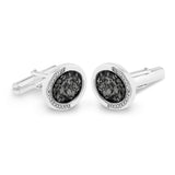 Gents Fancy Oval Memorial Ashes Cufflinks with Fine Crystals - Cherished Urns