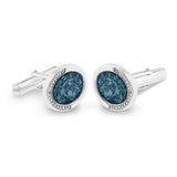 Gents Fancy Oval Memorial Ashes Cufflinks with Fine Crystals - Cherished Urns
