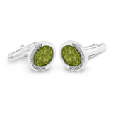 Gents Fancy Oval Memorial Ashes Cufflinks with Fine Crystals - Cherished Urns