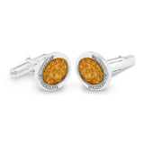 Gents Fancy Oval Memorial Ashes Cufflinks with Fine Crystals - Cherished Urns