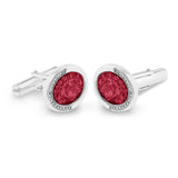 Gents Fancy Oval Memorial Ashes Cufflinks with Fine Crystals - Cherished Urns