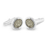 Gents Fancy Oval Memorial Ashes Cufflinks with Fine Crystals - Cherished Urns