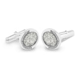 Gents Fancy Oval Memorial Ashes Cufflinks with Fine Crystals - Cherished Urns