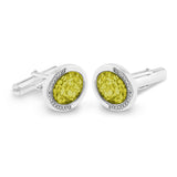 Gents Fancy Oval Memorial Ashes Cufflinks with Fine Crystals - Cherished Urns