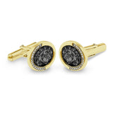 Gents Fancy Oval Memorial Ashes Cufflinks with Fine Crystals - Cherished Urns