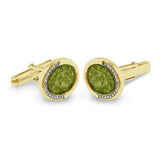 Gents Fancy Oval Memorial Ashes Cufflinks with Fine Crystals - Cherished Urns