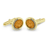 Gents Fancy Oval Memorial Ashes Cufflinks with Fine Crystals - Cherished Urns