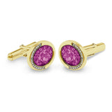 Gents Fancy Oval Memorial Ashes Cufflinks with Fine Crystals - Cherished Urns