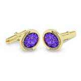 Gents Fancy Oval Memorial Ashes Cufflinks with Fine Crystals - Cherished Urns