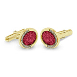 Gents Fancy Oval Memorial Ashes Cufflinks with Fine Crystals - Cherished Urns