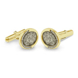 Gents Fancy Oval Memorial Ashes Cufflinks with Fine Crystals - Cherished Urns