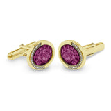 Gents Fancy Oval Memorial Ashes Cufflinks with Fine Crystals - Cherished Urns