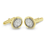 Gents Fancy Oval Memorial Ashes Cufflinks with Fine Crystals - Cherished Urns