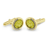 Gents Fancy Oval Memorial Ashes Cufflinks with Fine Crystals - Cherished Urns