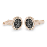 Gents Fancy Round Memorial Ashes Cufflinks with Fine Crystals - Cherished Urns