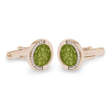Gents Fancy Round Memorial Ashes Cufflinks with Fine Crystals - Cherished Urns