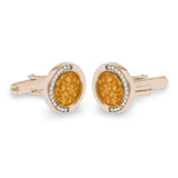 Gents Fancy Round Memorial Ashes Cufflinks with Fine Crystals - Cherished Urns