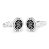 Gents Fancy Round Memorial Ashes Cufflinks with Fine Crystals - Cherished Urns