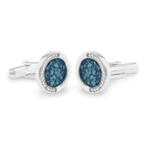 Gents Fancy Round Memorial Ashes Cufflinks with Fine Crystals - Cherished Urns