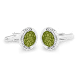 Gents Fancy Round Memorial Ashes Cufflinks with Fine Crystals - Cherished Urns