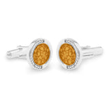 Gents Fancy Round Memorial Ashes Cufflinks with Fine Crystals - Cherished Urns