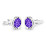 Gents Fancy Round Memorial Ashes Cufflinks with Fine Crystals - Cherished Urns