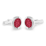 Gents Fancy Round Memorial Ashes Cufflinks with Fine Crystals - Cherished Urns