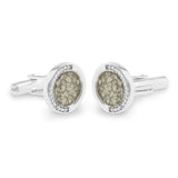 Gents Fancy Round Memorial Ashes Cufflinks with Fine Crystals - Cherished Urns