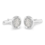 Gents Fancy Round Memorial Ashes Cufflinks with Fine Crystals - Cherished Urns