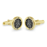 Gents Fancy Round Memorial Ashes Cufflinks with Fine Crystals - Cherished Urns