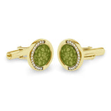 Gents Fancy Round Memorial Ashes Cufflinks with Fine Crystals - Cherished Urns