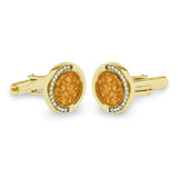 Gents Fancy Round Memorial Ashes Cufflinks with Fine Crystals - Cherished Urns