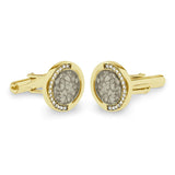 Gents Fancy Round Memorial Ashes Cufflinks with Fine Crystals - Cherished Urns